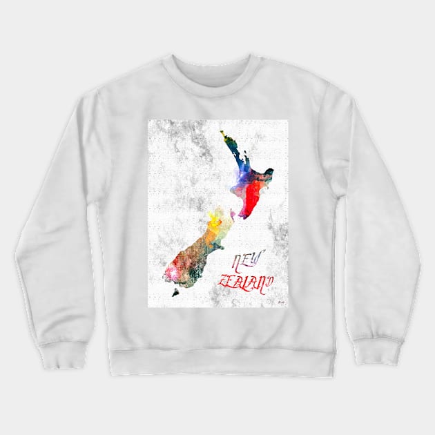 New Zealand Grunge Map Crewneck Sweatshirt by danieljanda